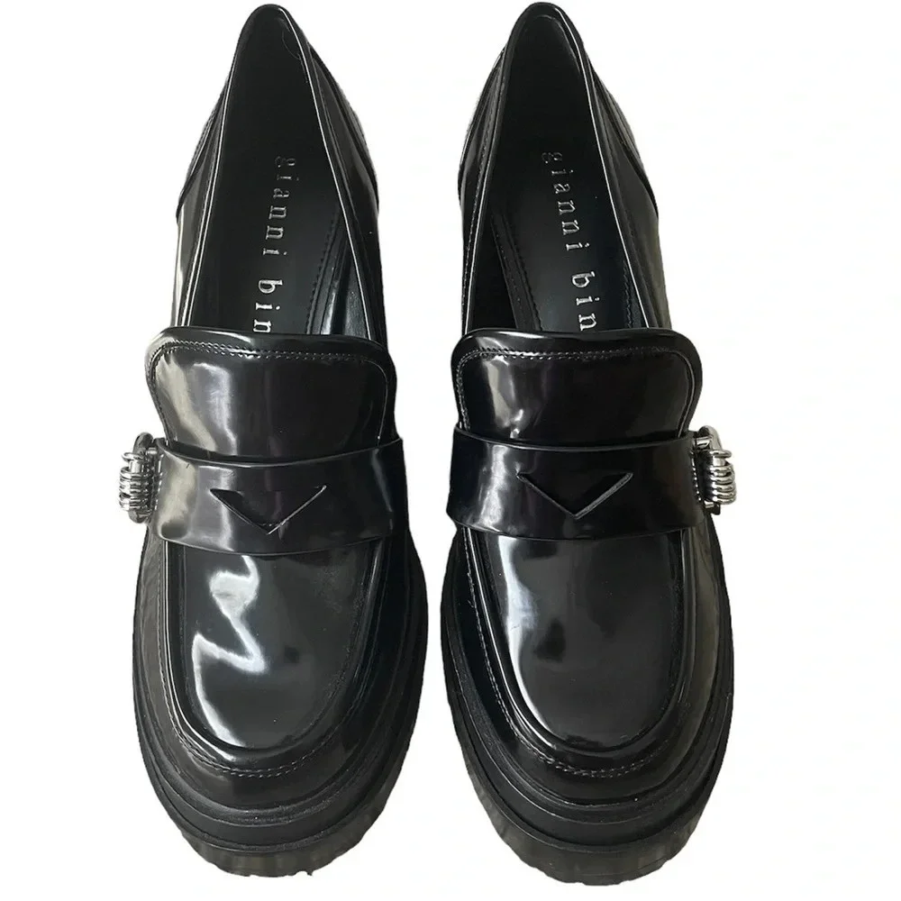 Gianni Bin Maxxwelle Black High Heel Platform Shoes Size 8.5